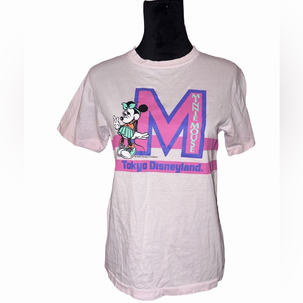 Vintage Tokyo Disneyland Minnie Mouse Graphic Tee Pink Japan Tag M